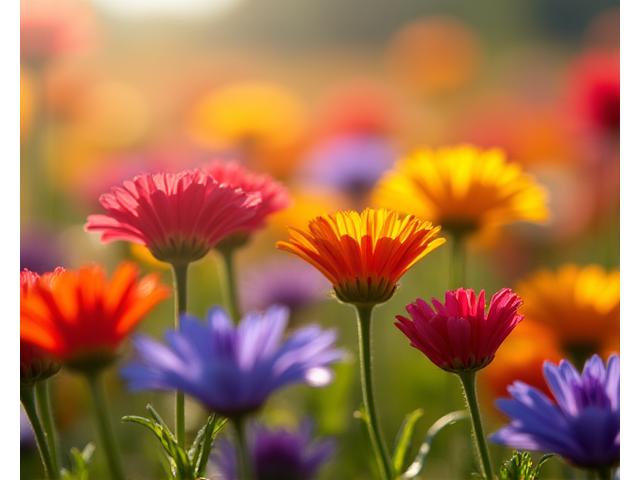 Close-up of a vibrant wildflower patch with various native blooms